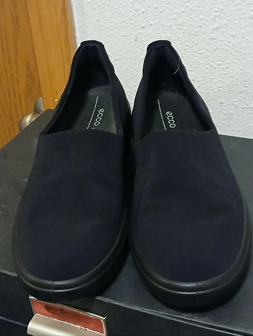 ECCO Felicia Black Stretch Textile Slip-On Wedge Loafers Size EU 39 / US 8-8.5